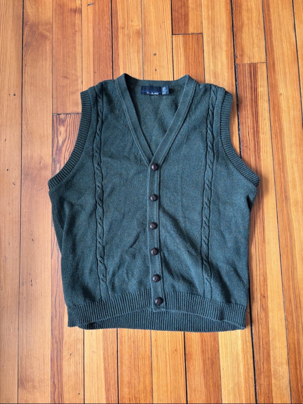bill blass Forest Green V‑Neck Knit Vest